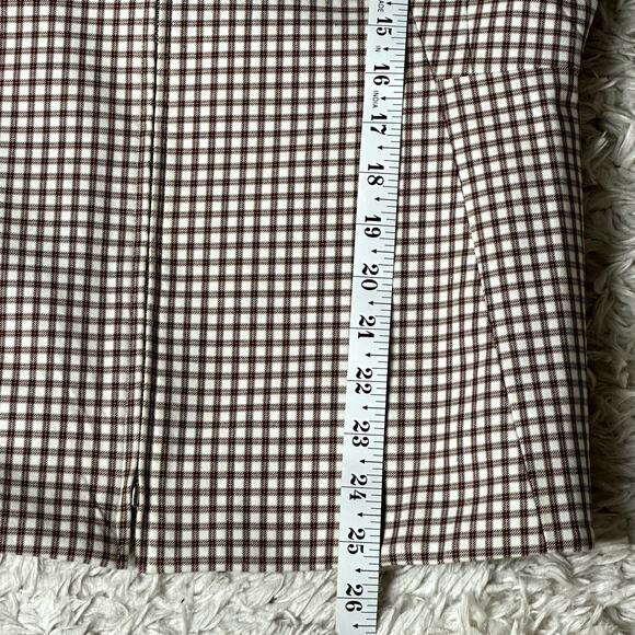 Theory Check Peplum-Back Sculpture Jacket Ivory Tan Grid Stretch Women's Size 10 - Picture 4 of 9